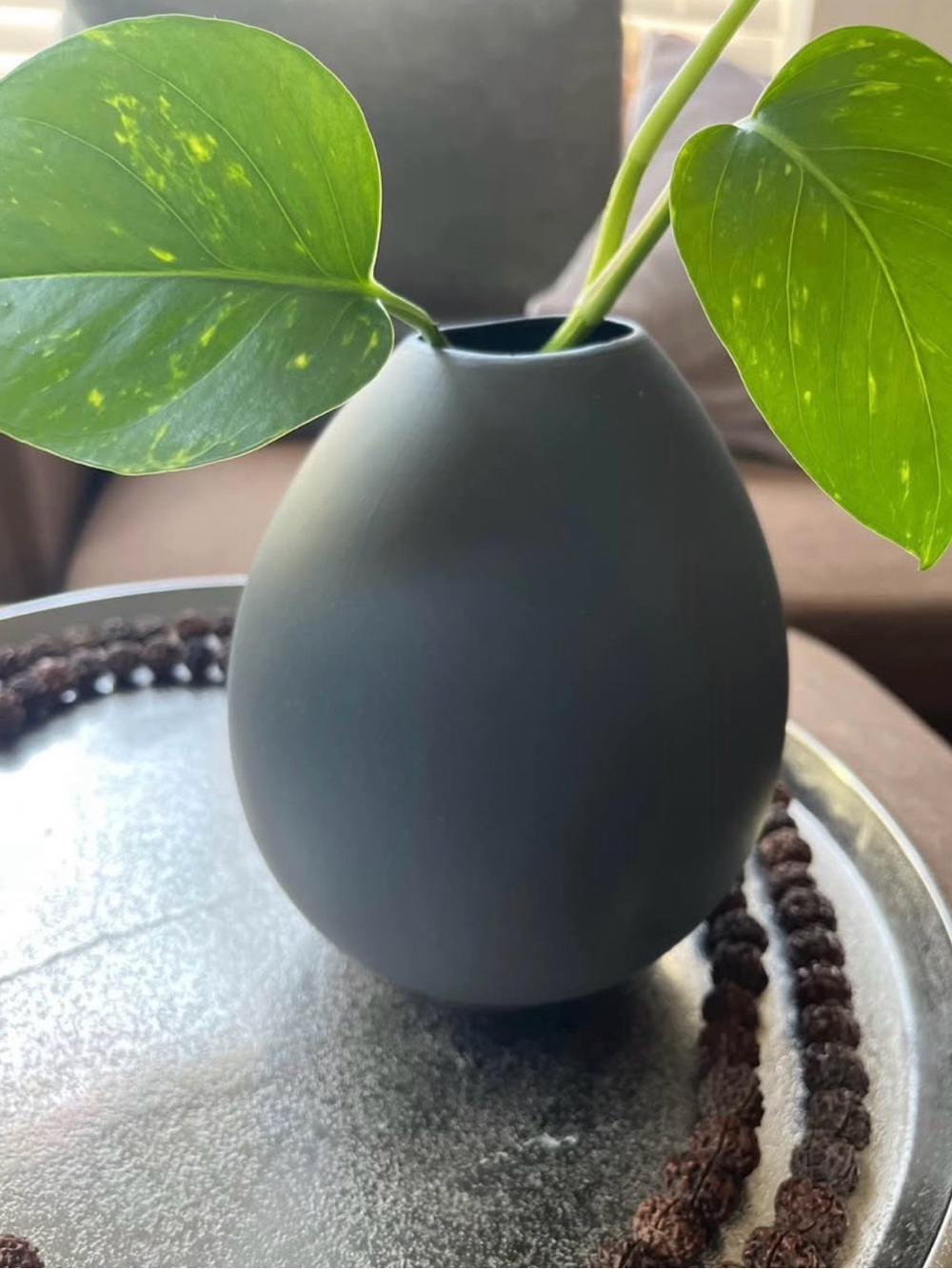 West Elm matte black flower vase